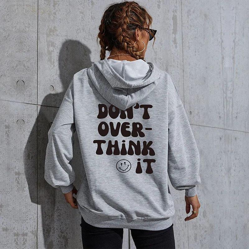Women Casual Letter-Print Loose Hoodie
