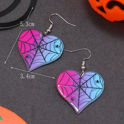 Halloween Women Funny Skull Bat Acrylic Earrings