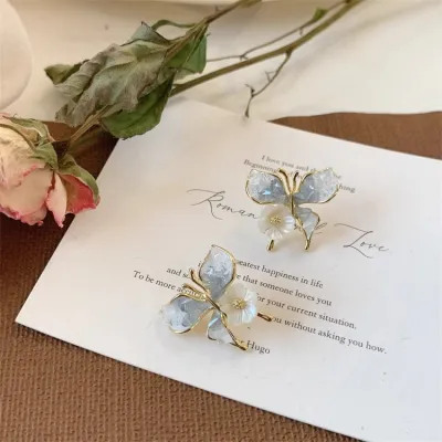 Women Fashion Creative Gradient Butterfly Floral Earrings
