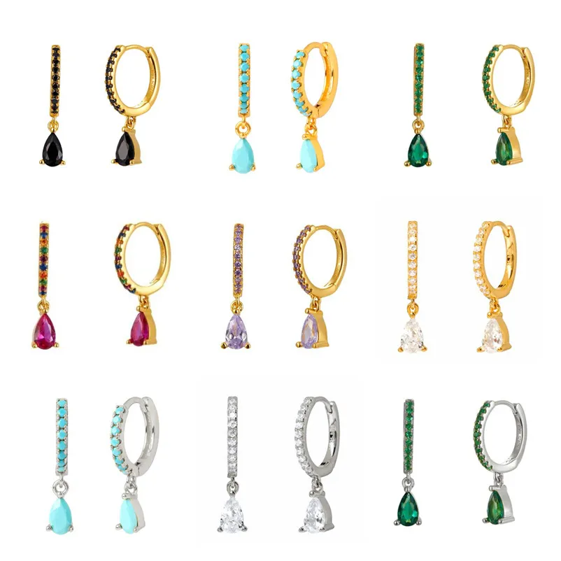 Women's Multicolor Zircon Diamond Geometric Earrings Copper Fashion Commuter