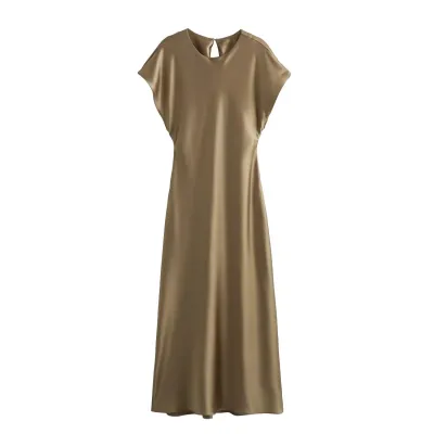 Women Casual Sleeveless Midi Dress Solid Color Polyester Street Hipster