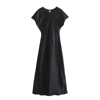 Women Casual Sleeveless Midi Dress Solid Color Polyester Street Hipster