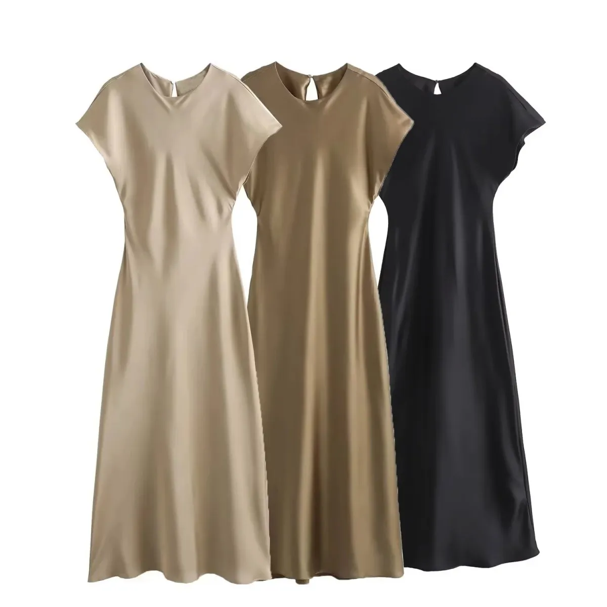 Women Casual Sleeveless Midi Dress Solid Color Polyester Street Hipster
