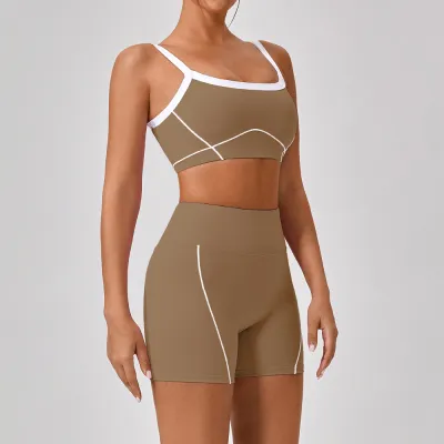 Athleisure Women Color Contrast Sports Two-Piece Set