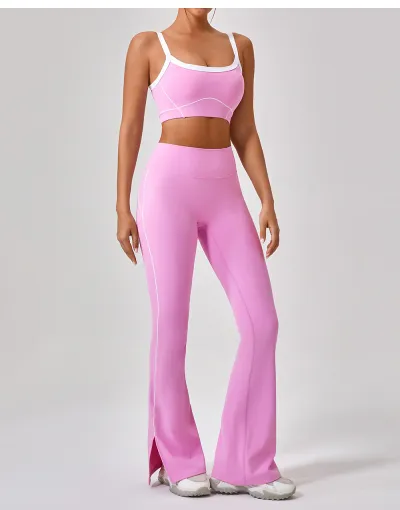 Women Color Contrast Sports Two-Piece Set