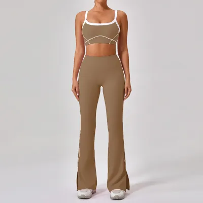 Women Color Contrast Sports Two-Piece Set