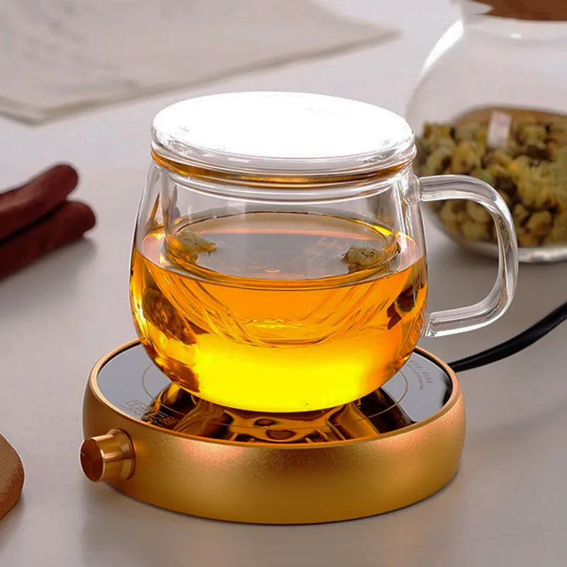 Thickened High Borosilicate Glass Tea Cup With Lid and Handle - Tea Water Separation, Office Simple Style, Three-Piece Set