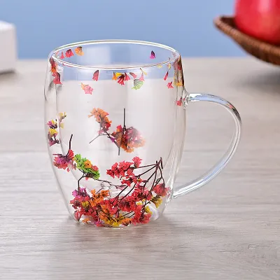 Double-Layer Quicksand Glass Cup, High Borosilicate Glass, Modern Simplicity Style for Household and Festive Gifts