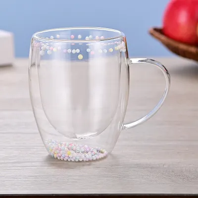 Double-Layer Quicksand Glass Cup, High Borosilicate Glass, Modern Simplicity Style for Household and Festive Gifts