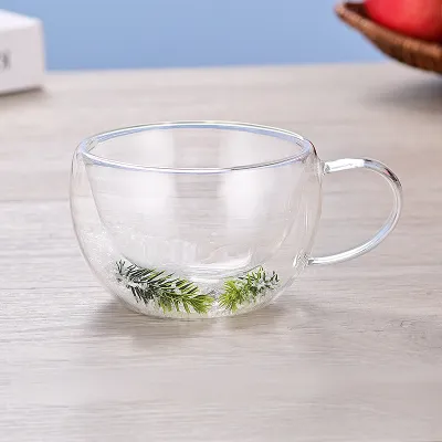 Double-Layer Quicksand Glass Cup, High Borosilicate Glass, Modern Simplicity Style for Household and Festive Gifts