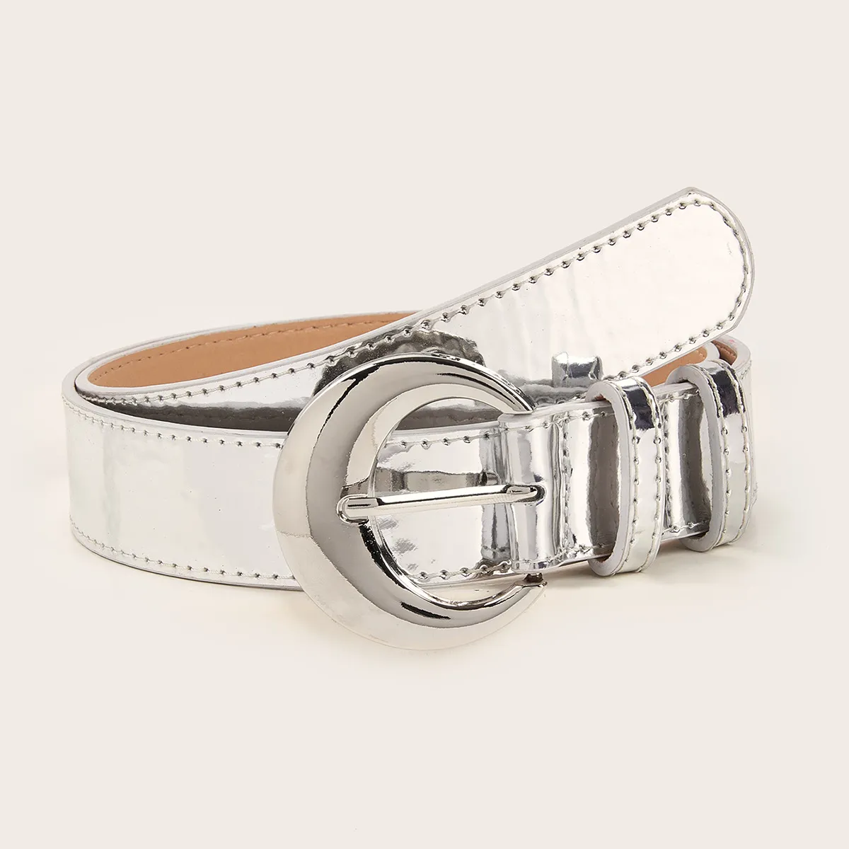 Women's Y2k Mirror Silver Buckle Belt