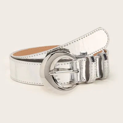 Women's Y2k Mirror Silver Buckle Belt
