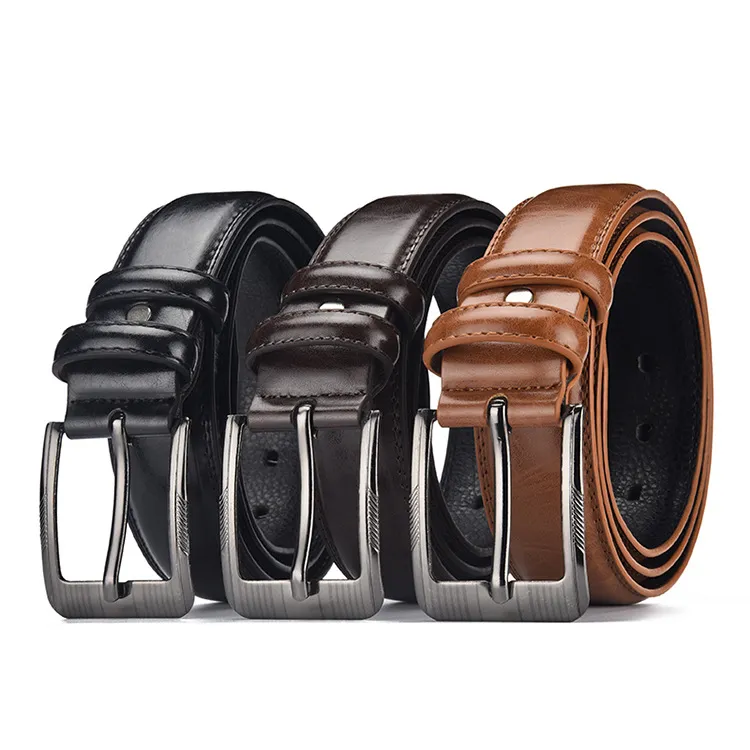 Men Business Pin Buckle Pu Leather Belt