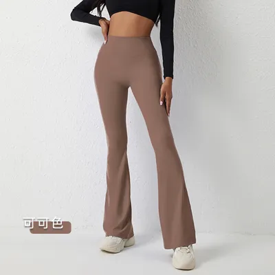 Women High Waist Flared Leggings for Yoga - Naked Fabric Solid Color
