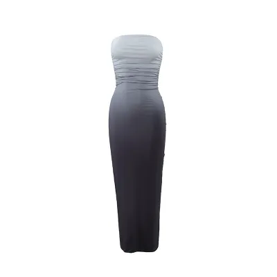 Women Summer Slim-Fit Sexy Strapless Gradient Mid-Length Bodycon Dress