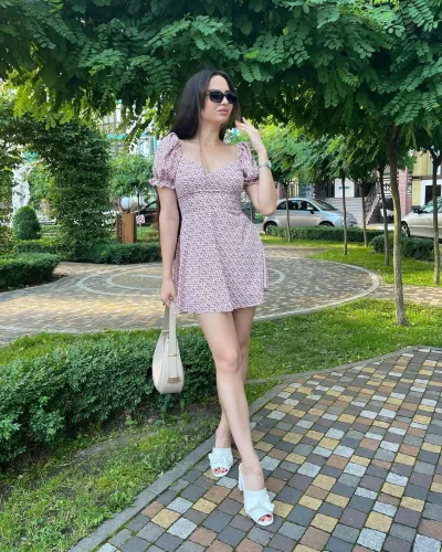 Summer Women Fashion Casual Tiny Flower Print Backless Strap Short Sleeve Midi Dress
