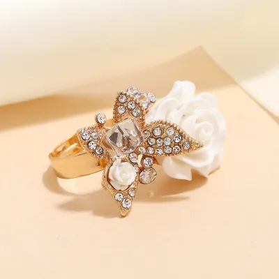 Fashion Rose Opening Ring Alloy Geometric Flower Fresh Sweet Women's Ring