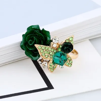 Fashion Rose Opening Ring Alloy Geometric Flower Fresh Sweet Women's Ring