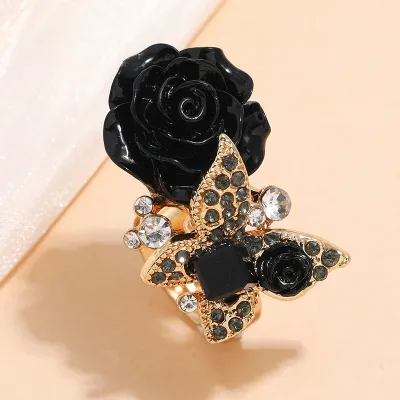Fashion Rose Opening Ring Alloy Geometric Flower Fresh Sweet Women's Ring
