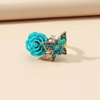 Fashion Rose Opening Ring Alloy Geometric Flower Fresh Sweet Women's Ring