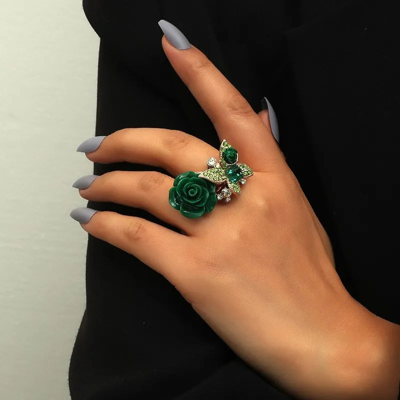 Fashion Rose Opening Ring Alloy Geometric Flower Fresh Sweet Women's Ring