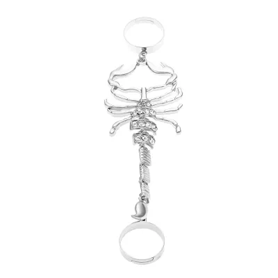 Exaggerated Scorpion Rhinestone Punk Alloy Chain Ring