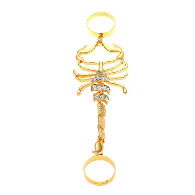 Exaggerated Scorpion Rhinestone Punk Alloy Chain Ring