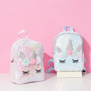 Kids Girls Cute Cartoon Laser Sequins PU Backpacks Bag