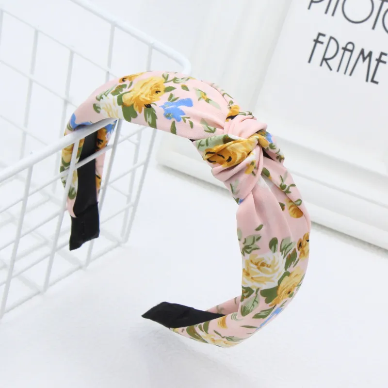 Fashion Floral Printed Wide-Brimmed Hairband Retro Cloth Hair Accessory