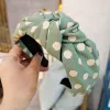 Pea Green Twill Dot Knot Hairband