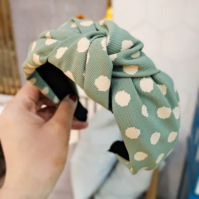 Vintage Simple Polka Dot Printed Tie Knot Headband