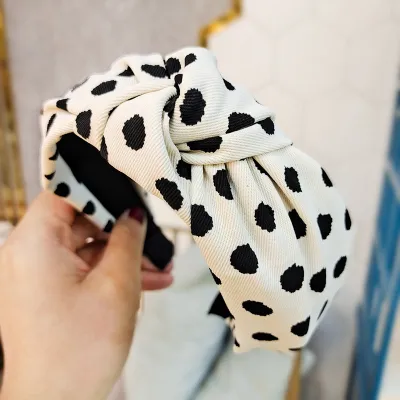 Vintage Simple Polka Dot Printed Tie Knot Headband