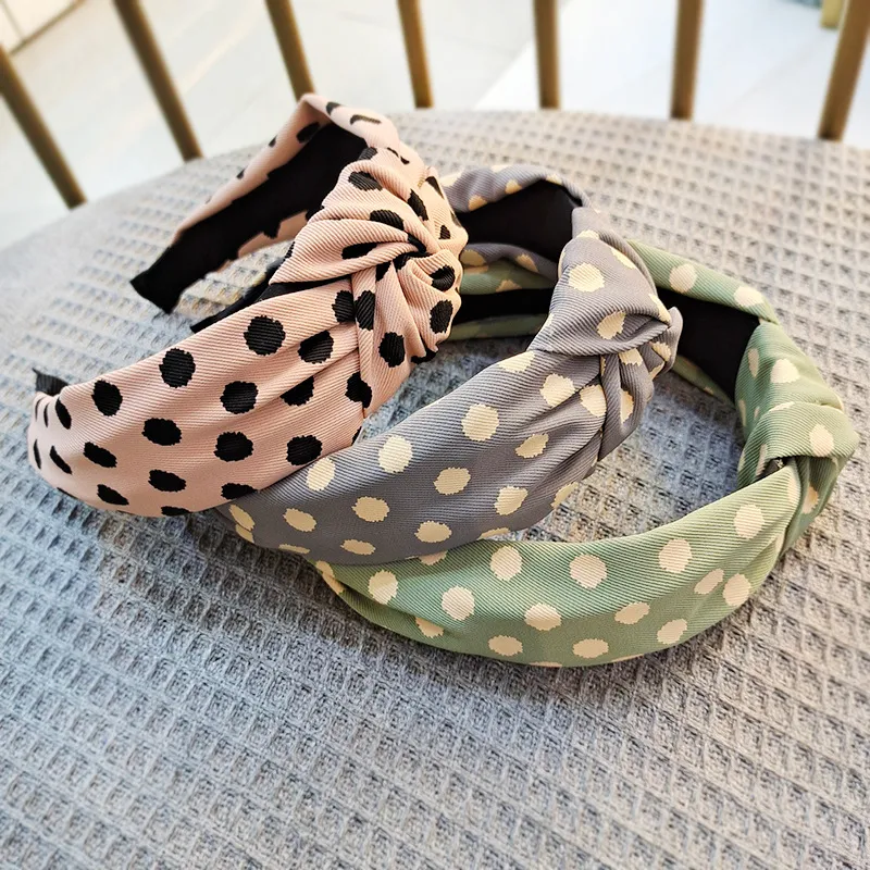 Vintage Simple Polka Dot Printed Tie Knot Headband
