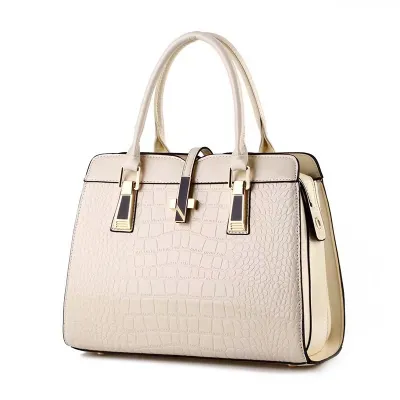 Women Fashionable Stone-Print Bright PU Large-Capacity Square Handbag