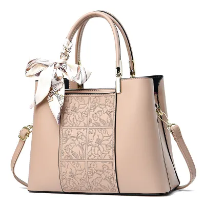 Women Vintage Ethnic Embroidered Large Capacity Square PU Handbag