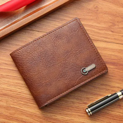 Men Simple Business Casual Square PU Leather Wallet