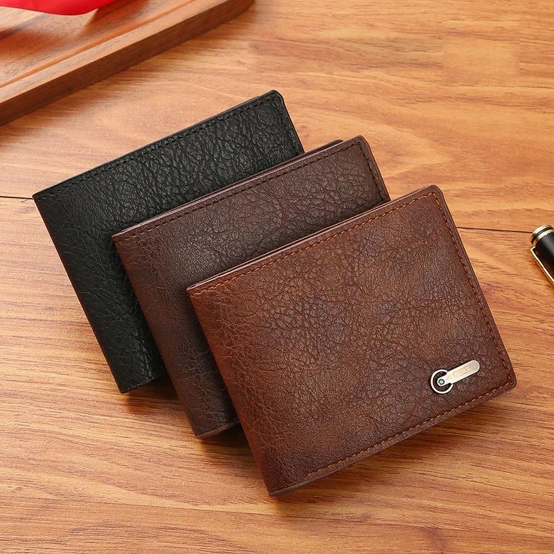 Men Simple Business Casual Square PU Leather Wallet