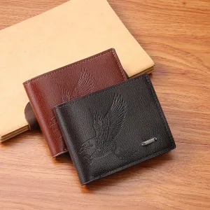 Men Simple Fashion Multi Card Pu Embossed Wallet Solid Color