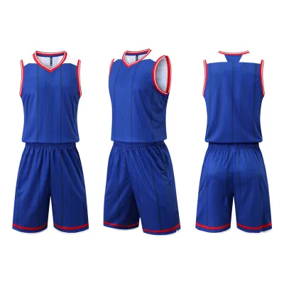 Custom Men Stripe Print Basketball Two-Piece Set