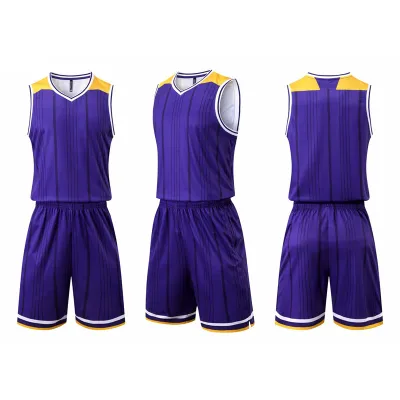 Custom Men Stripe Print Basketball Two-Piece Set