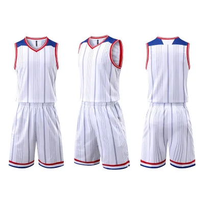 Custom Men Stripe Print Basketball Two-Piece Set