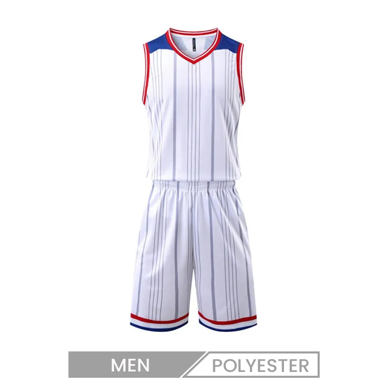 Custom Men Stripe Print Basketball Two-Piece Set