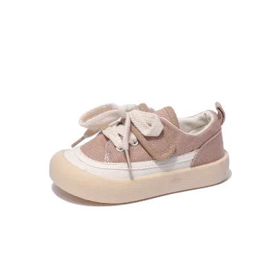 Kids Boys Girls Casual Cute Lace-Up Thick Soled Canvas Low Top Shoes
