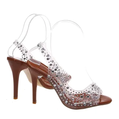 Summer Women Fashion Plus Size Transparent Peep Toe High Heel Sandals