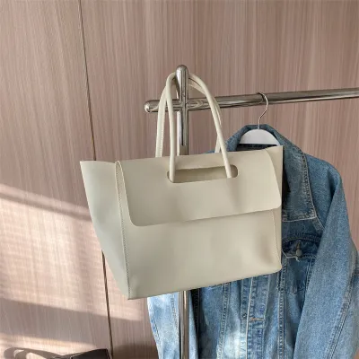 Women Fashionable Solid Color Large Capacity PU Tote Bag