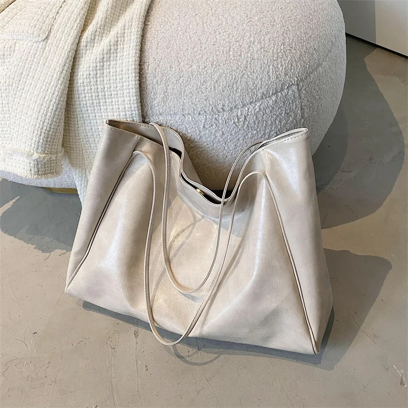 Women Fashionable Casual Large Capacity PU Tote Shoulder Bag Horizontal Square Medium