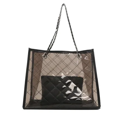 Women Fashionable Transparent Clear Large Capacity Tote Bag