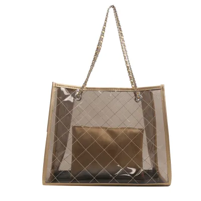 Women Fashionable Transparent Clear Large Capacity Tote Bag