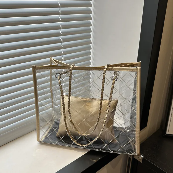 Women Fashionable Transparent Clear Large Capacity Tote Bag