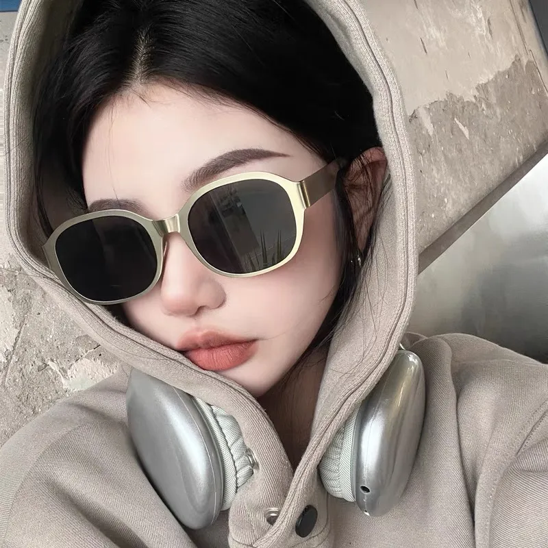 Women Fashion Metallic Vintage Large Frame Square Sunglasses